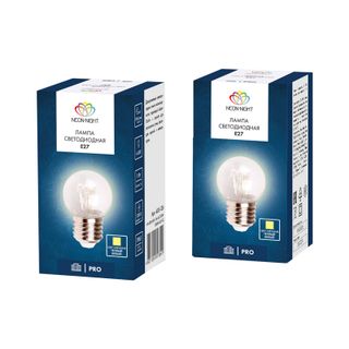 Лампа шар Е27 6 LED Ø45мм - ТЕПЛЫЙ БЕЛЫЙ, прозрачная колба, эффект лампы накаливания