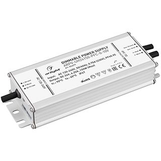 Блок питания ARPV-UH24150-PFC-0-10V (24V, 6.3A, 150W) (IP67 Металл, 7 лет)