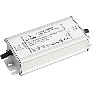 Блок питания ARPV-UH12075-PFC (12V, 6.3A, 75W) (IP67 Металл, 7 лет)
