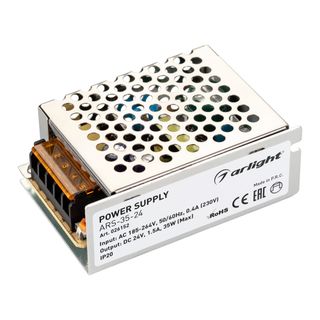 Блок питания ARS-35-24 (24V, 1.5A, 35W) (IP20 Сетка, 2 года)