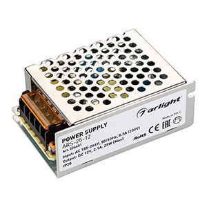 Блок питания ARS-25-12 (12V, 2.1A, 25W) (IP20 Сетка, 2 года)