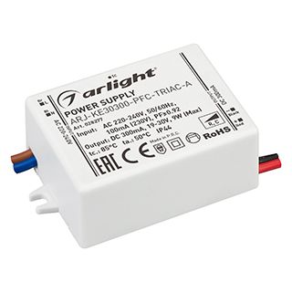 Блок питания ARJ-KE30300-PFC-TRIAC-A (9W, 300mA) (IP44 Пластик, 5 лет)