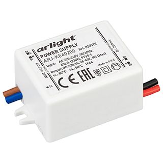 Блок питания ARJ-KE40200 (8W, 200mA, PFC) (IP44 Пластик, 5 лет)