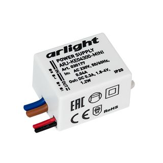Блок питания ARJ-KE04300-MINI (1.2W, 300mA) (IP20 Пластик, 5 лет)