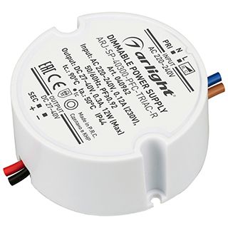 Блок питания ARJ-SP-40300-PFC-TRIAC-R (12W, 27-40V, 300mA) (IP44 Пластик, 5 лет)