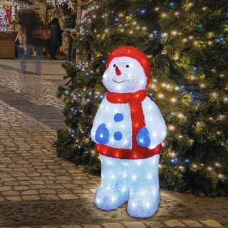 Акриловая светодиодная фигура Снеговик в синих варежках 31х25х59 см, IP65, понижающий трансформатор 