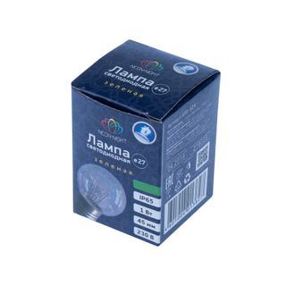 Лампа шар Е27 6 LED Ø45мм - зеленая, прозрачная колба, эффект лампы накаливания