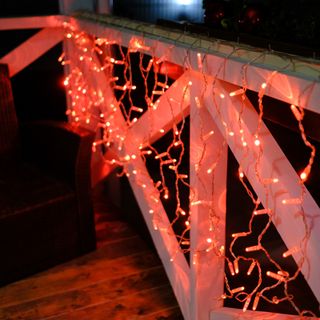 Гирлянда светодиодная Занавес 2x0,8м 160 LED КРАСНЫЙ прозрачный ПВХ IP65 постоянное свечение 230В со