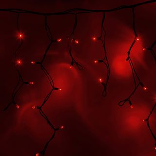 Гирлянда светодиодная Бахрома (Айсикл), 5,6x0,9м, 240 LED КРАСНЫЙ, черный КАУЧУК, IP67, постоянное с