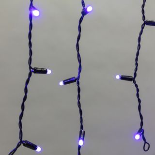 Гирлянда светодиодная Бахрома (Айсикл), 4,8х0,6м, 176 LED СИНИЙ, черный ПВХ, IP65, эффект мерцания, 